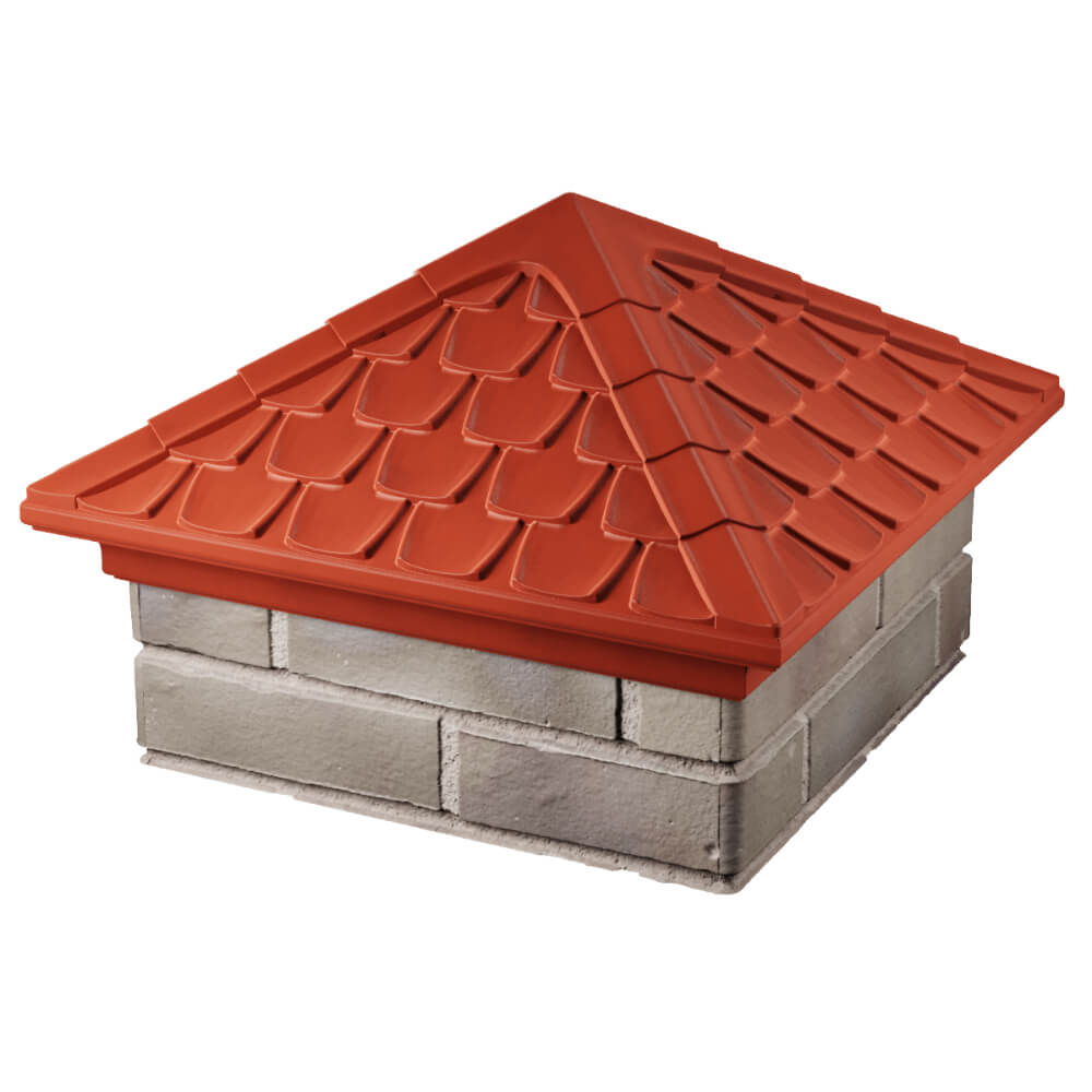 Колпак Zking Эльбрус Красный на столб 1.5х1.5 кирпича (385х385мм)