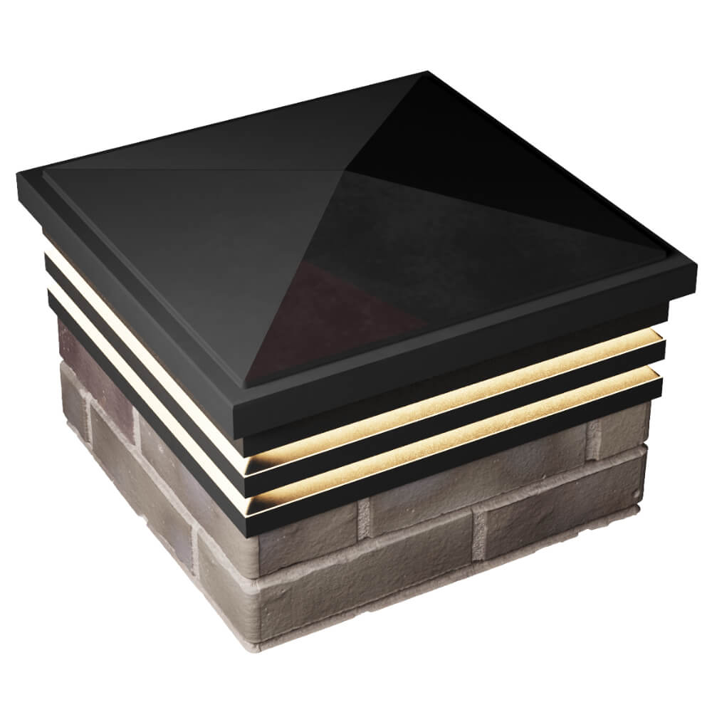 Колпак Zking Бона ХайТек Черный на столб 1.5х1.5 кирпича (385х385мм) с подсветкой в Кукуштане фото