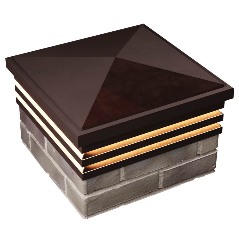 Колпак Zking Бона ХайТек Коричневый на столб 1.5х1.5 кирпича (385х385мм) с подсветкой в Кукуштане фото