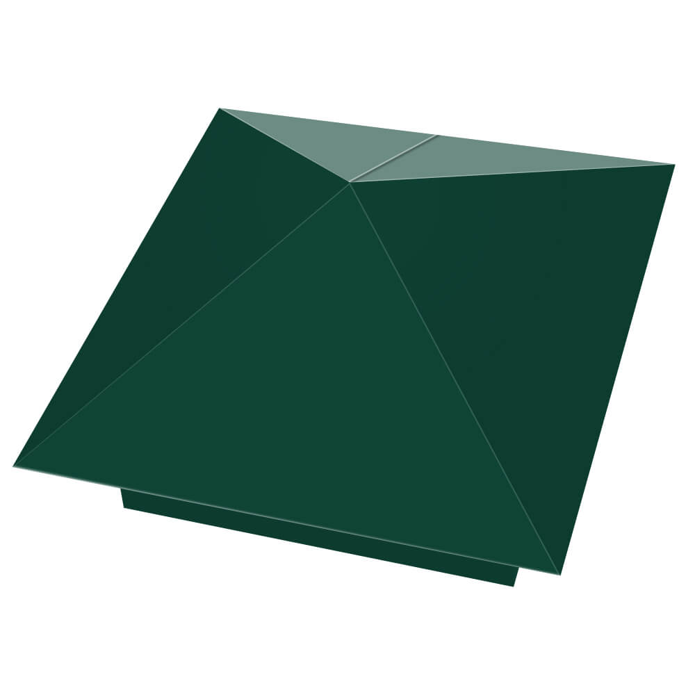 Колпак металлический 390х390мм RAL6005 Зеленый Мох заборный Кукуштан фото