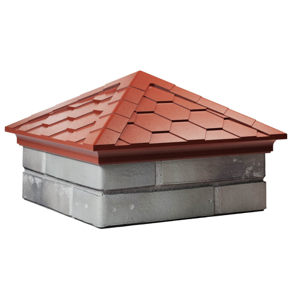 Колпак Zking Эверест Красный на столб 1.5х1.5 кирпича (390х390мм) в Кукуштане фото