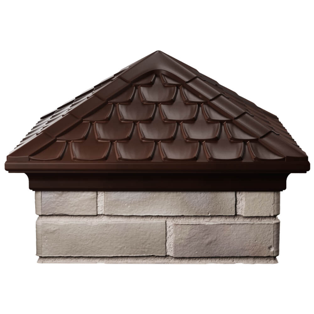 Колпак Zking Эльбрус Коричневый на столб 1.5х1.5 кирпича (385х385мм) Кукуштан фото