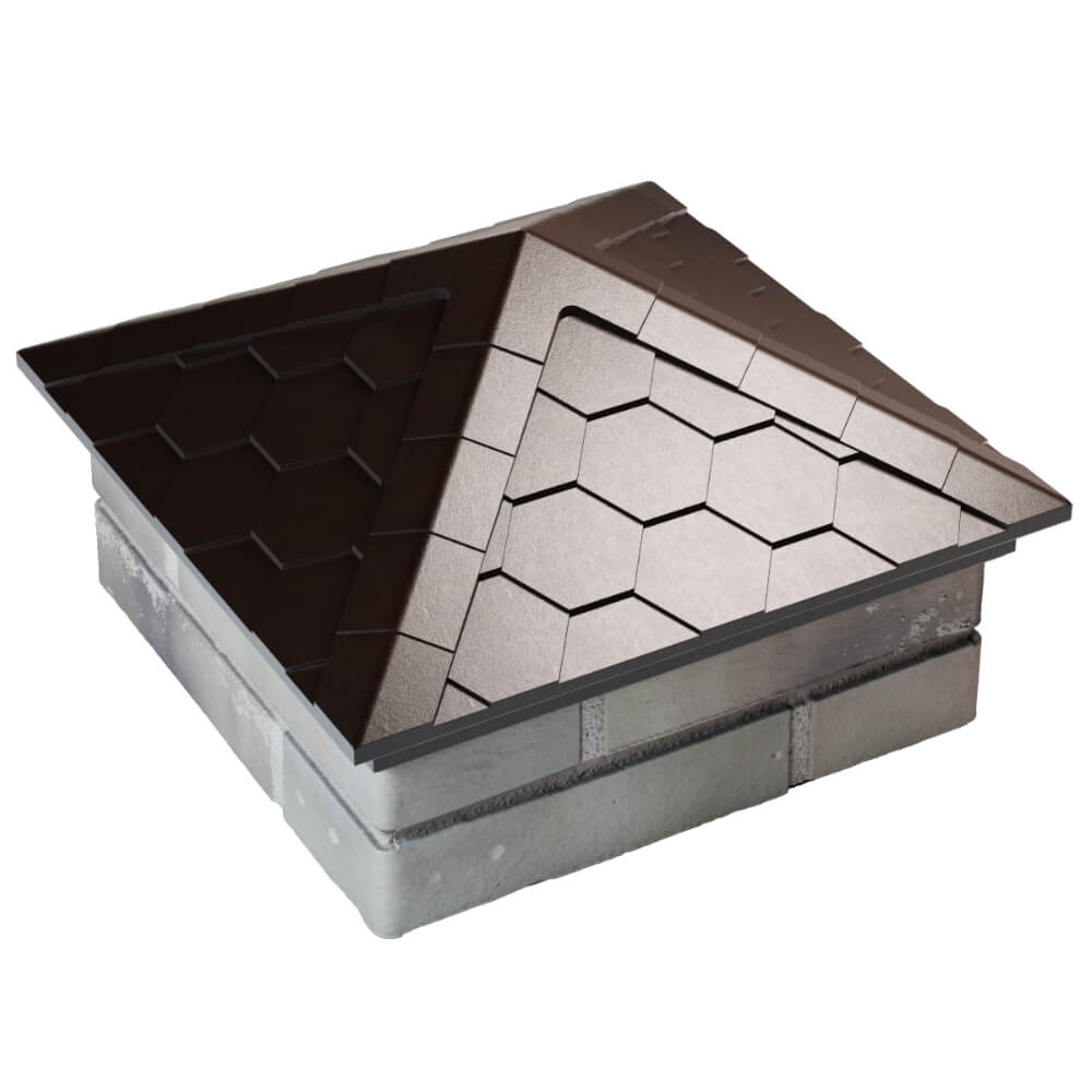 Колпак Zking Эверест Коричневый на столб 1.5х1.5 кирпича (390х390мм) в Кукуштане фото