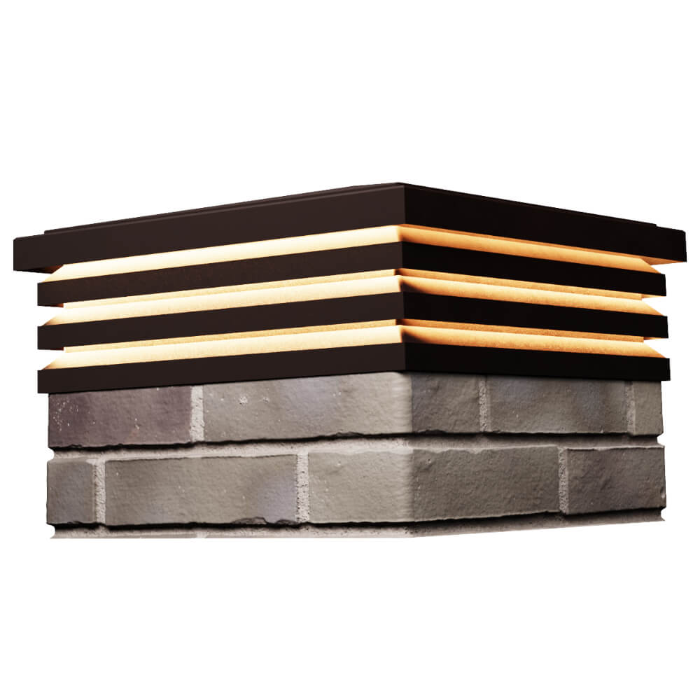 Колпак Zking Бона ХайТек Коричневый на столб 1.5х1.5 кирпича (385х385мм) с подсветкой в Кукуштане фото