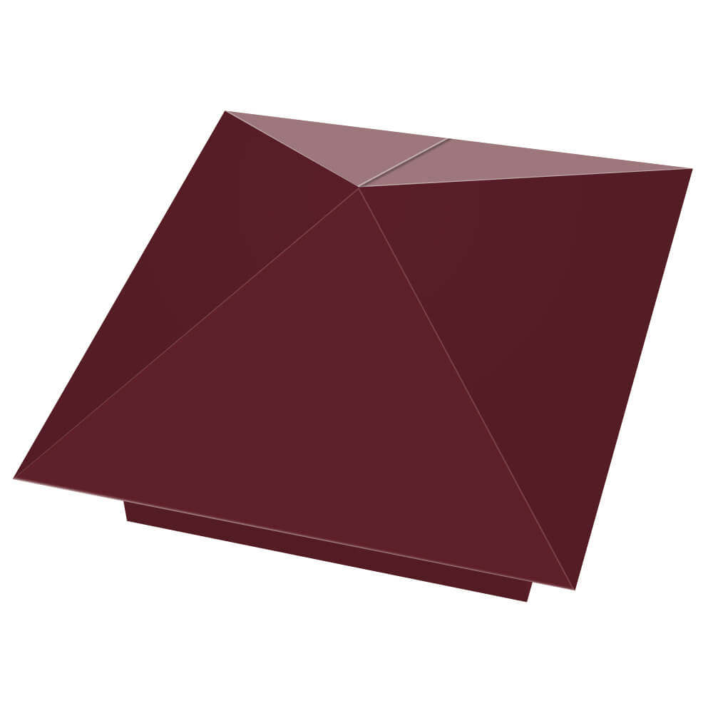 Колпак металлический 390х390мм RAL3005 Красное Вино заборный Кукуштан фото