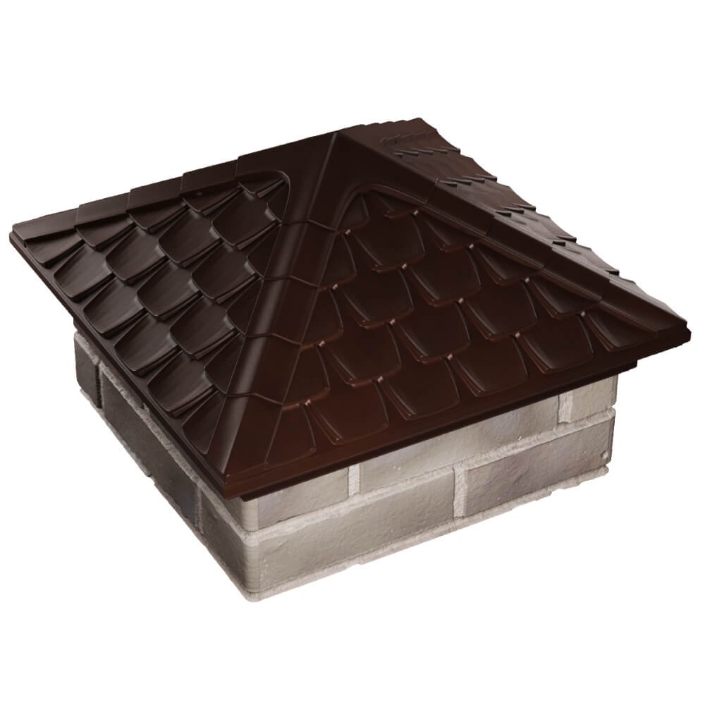 Колпак Zking Эльбрус Коричневый на столб 1.5х1.5 кирпича (385х385мм) в Кукуштане фото