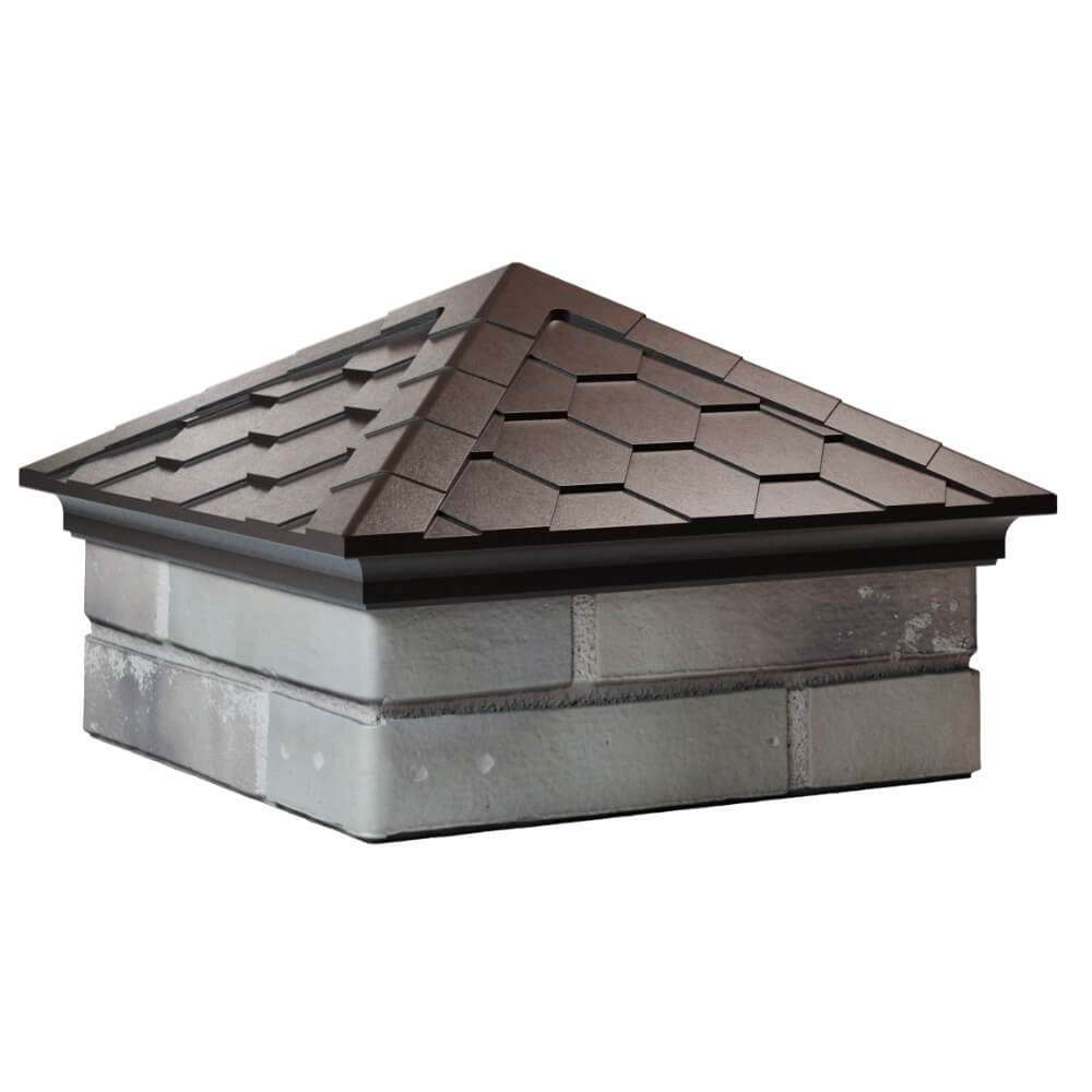 Колпак Zking Эверест Коричневый на столб 1.5х1.5 кирпича (390х390мм) в Кукуштане фото