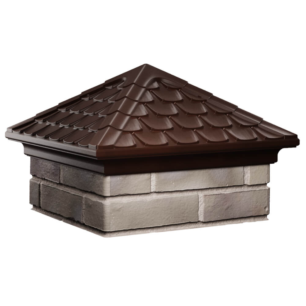 Колпак Zking Эльбрус Коричневый на столб 1.5х1.5 кирпича (385х385мм) в Кукуштане фото